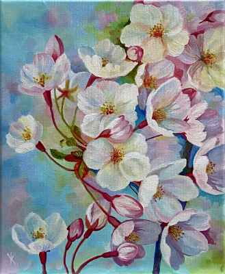 Purity. Apple Blossoms, 2023, Oil on Canvas, Framed 26x32cm - £350