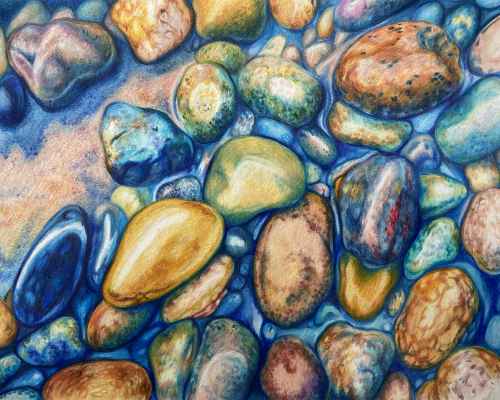 Colourful Pebbles, 2023, Colour Pencils on Paper, 30x25 cm - £400